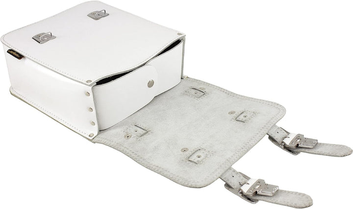 Kleine Leder Hecktasche mit Schnellverschluss Gepäckträger Tasche Packtasche Weiss passend für Simso