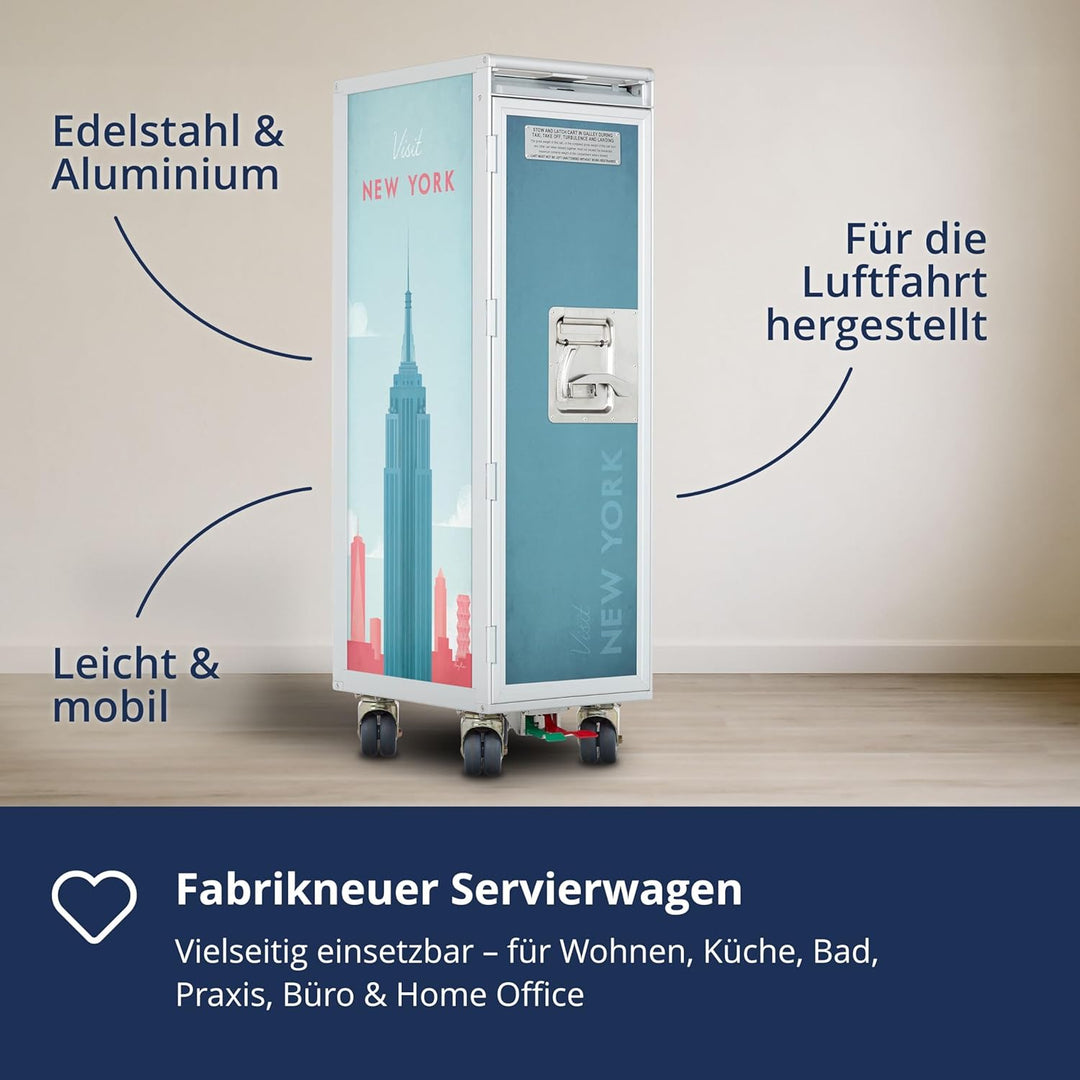 Airline Trolley Henry Rivers, Büroschrank, Aktenschrank klein, Küchenwagen Edelstahl, Norm: Atlas, 1