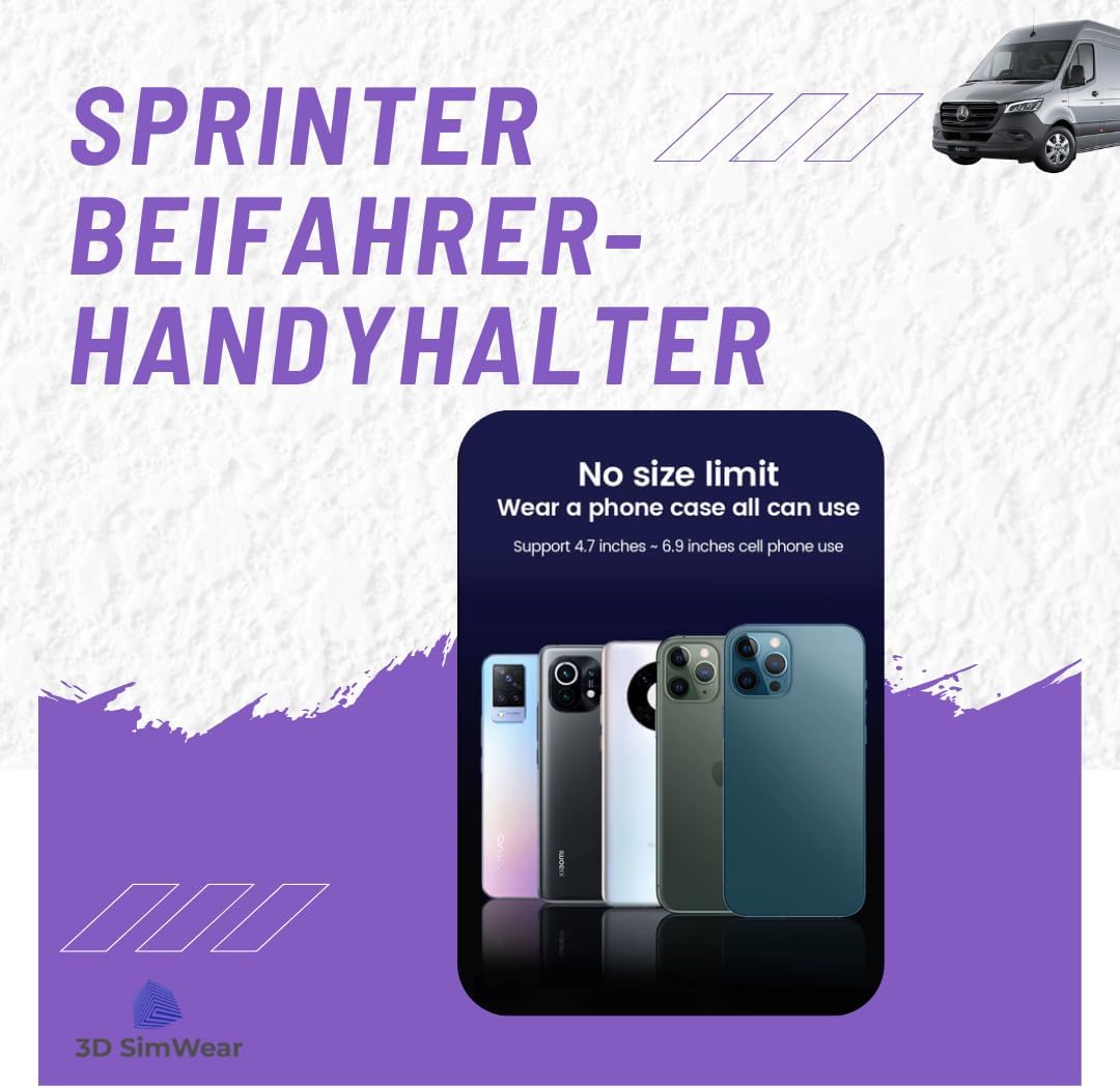 Generisch Beifahrer Magnet Logic-Mount Sprinter-Edition: Profi-Smartphonehalter für Mercedes Sprinte