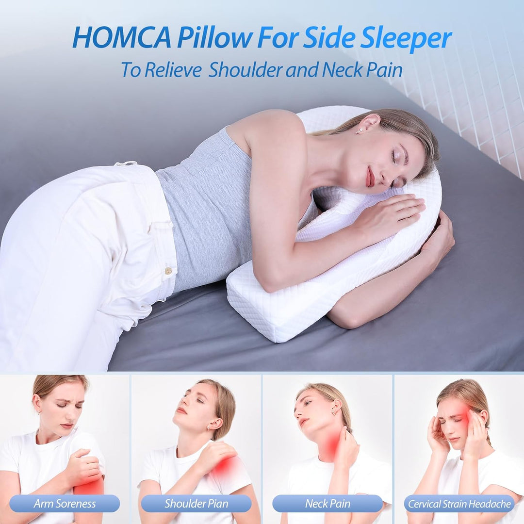 HOMCA Seitenschläferkissen U-förmiges Memory Foam Kopfkissen Ergonomisches Für Bauchschläfer und Sei