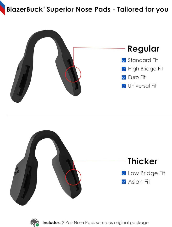 BLAZERBUCK Ersatz-Nasenpolster für Oakley Metalink OX8153 Brillen Schwarz/Schwarz, Schwarz/Schwarz