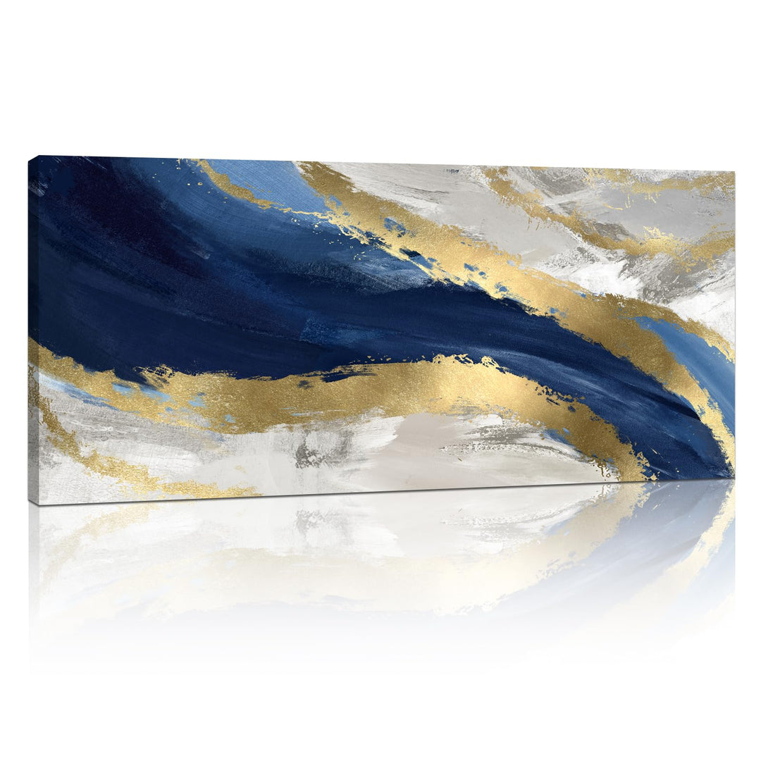 Mit Rahmen Grosses Leinwandbilder Bilder, Abstrakt Blaues Goldenes Marmor bild auf leinwand Wandkuns