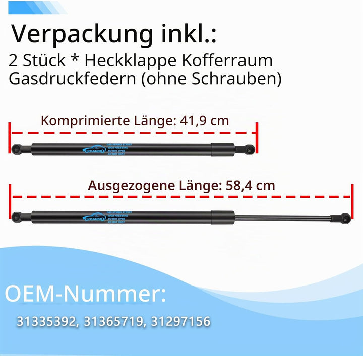 2x Aktualisierte Version Heckklappendämpfer für 2008-2017 Volvo XC60 Kofferraum Dämpfer Gasdruckdämp