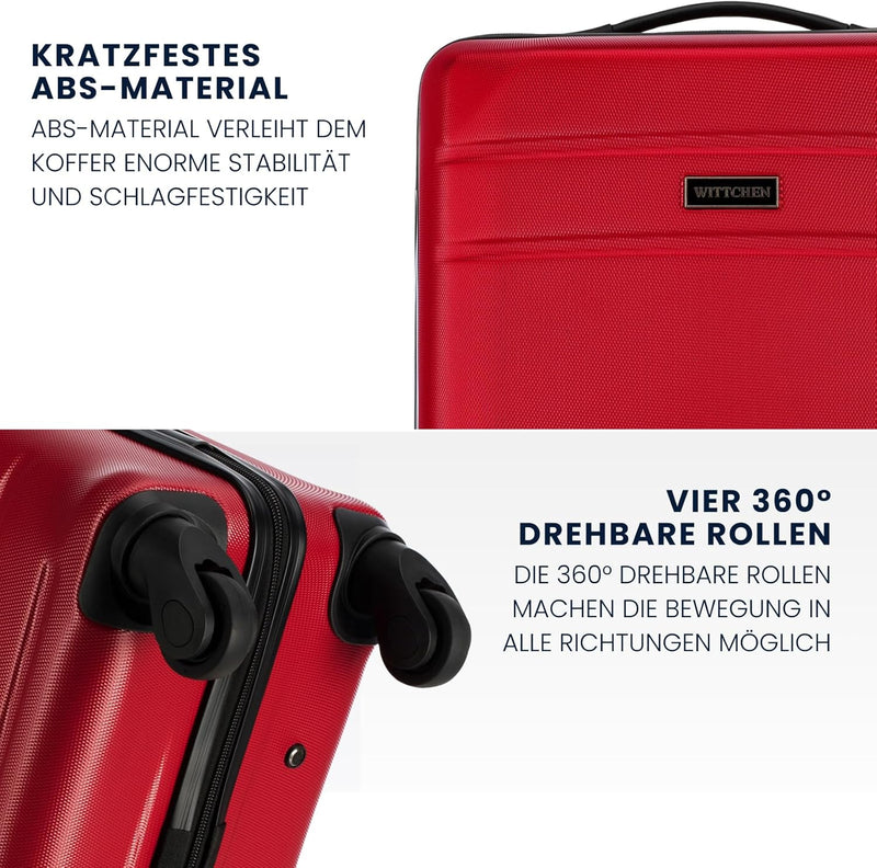 WITTCHEN Koffer-Set 4tlg. Trolley Koffer Reisekoffer aus ABS Hartschalen Trolley 4 Rollen Kombinatio