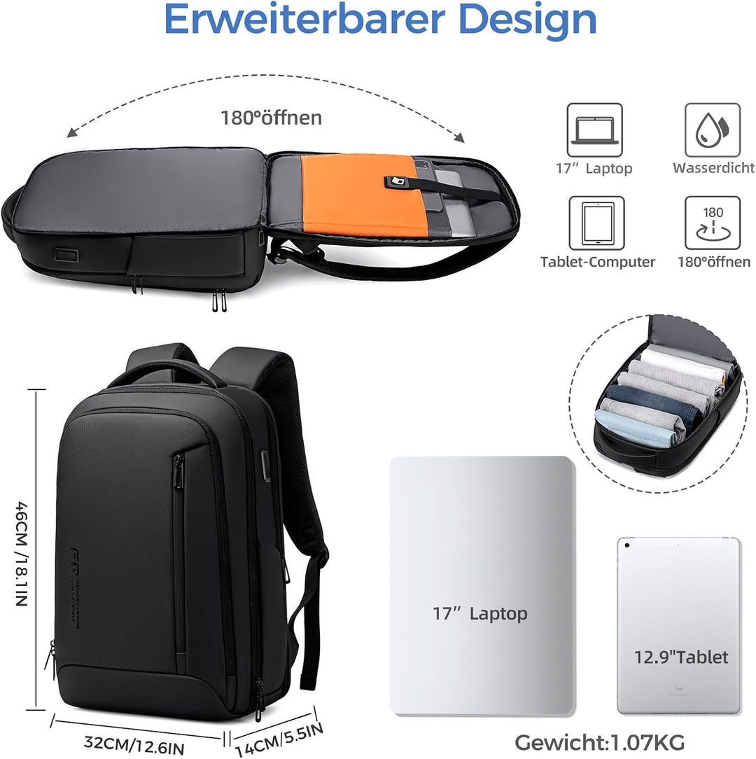 Arbeitstasche Herren - Laptop Rucksack 17 Zoll Business Rucksack Herren,Wasserdichter Laptoptasche f