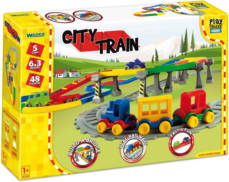 Wader 51510 - Play Tracks Railway Stadtbahn, Set aus Schienen und Strasse mit ca. 6,3 m Länge, inkl.