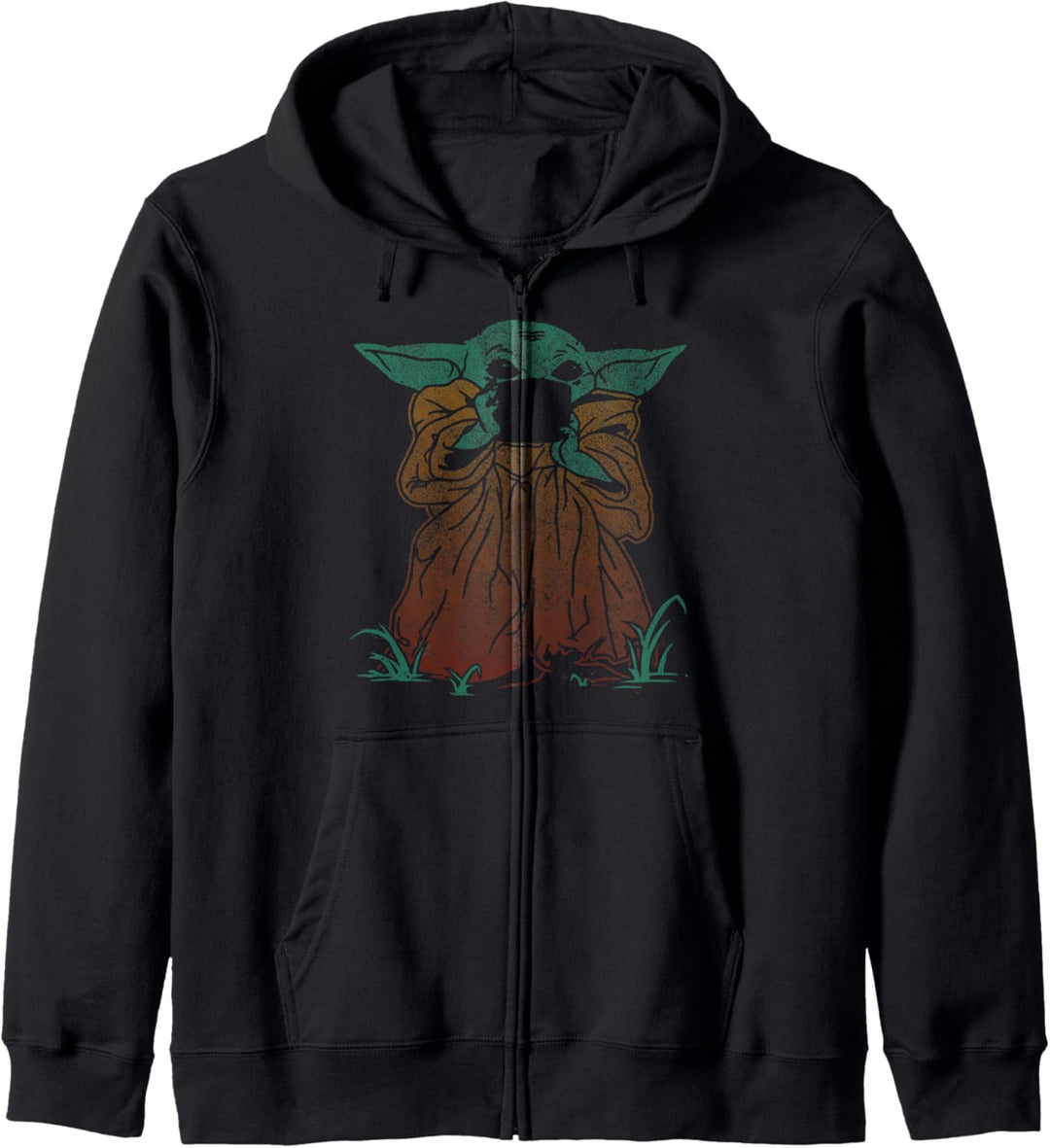 Star Wars Mandalorian The Child With Cup Black Background Kapuzenjacke