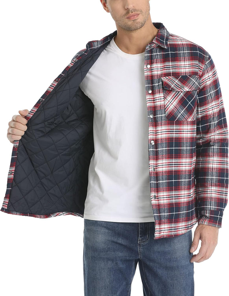 TACVASEN Herren Karierte Hemdjacke Flanellhemd Holzfällerhemd Thermohemd Jacke L Gelb, L Gelb