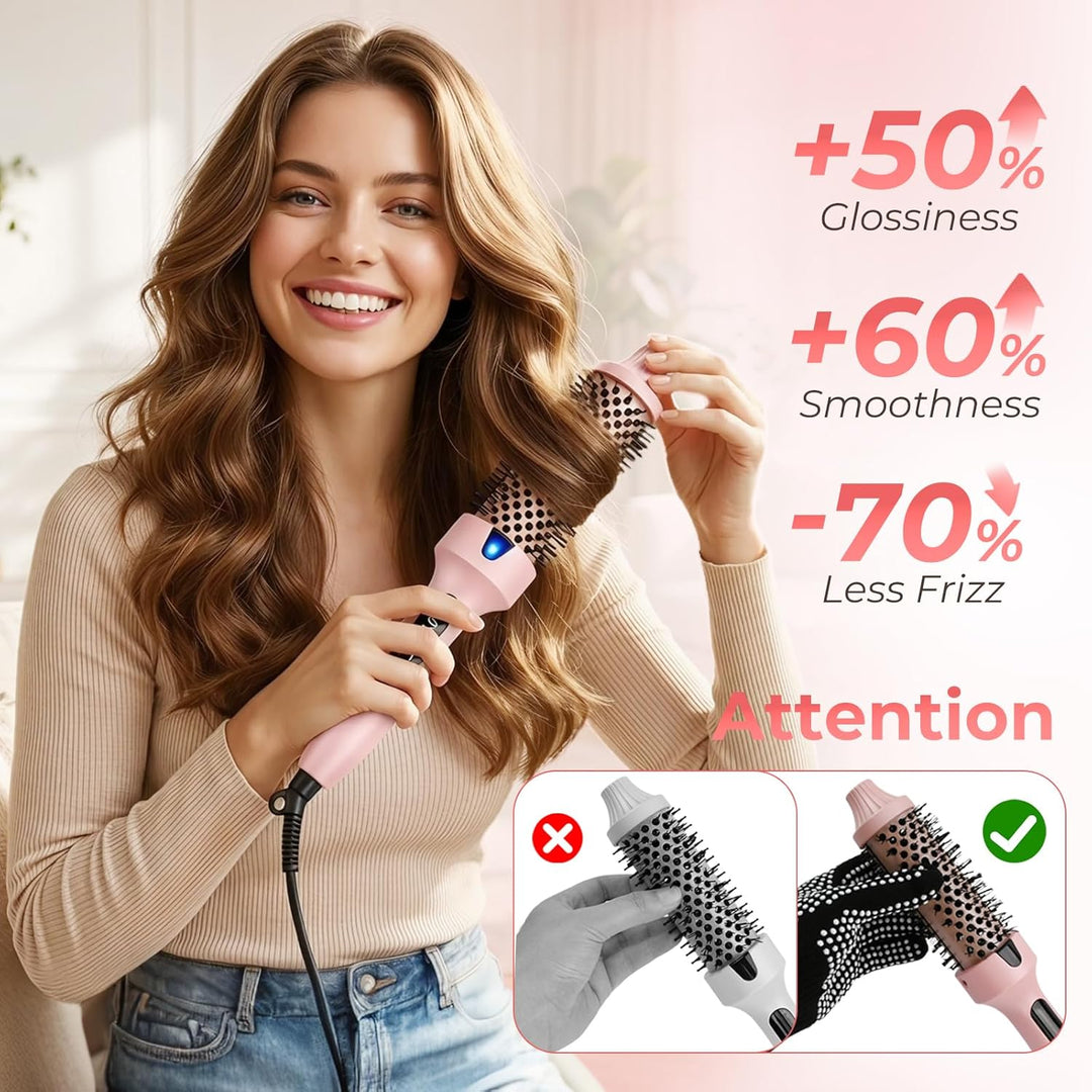 Thermal Brush, 38mm Thermobürste Wärmebürste, Stylingbürsten Macht Haar Glatt und Glänzend, Elektris