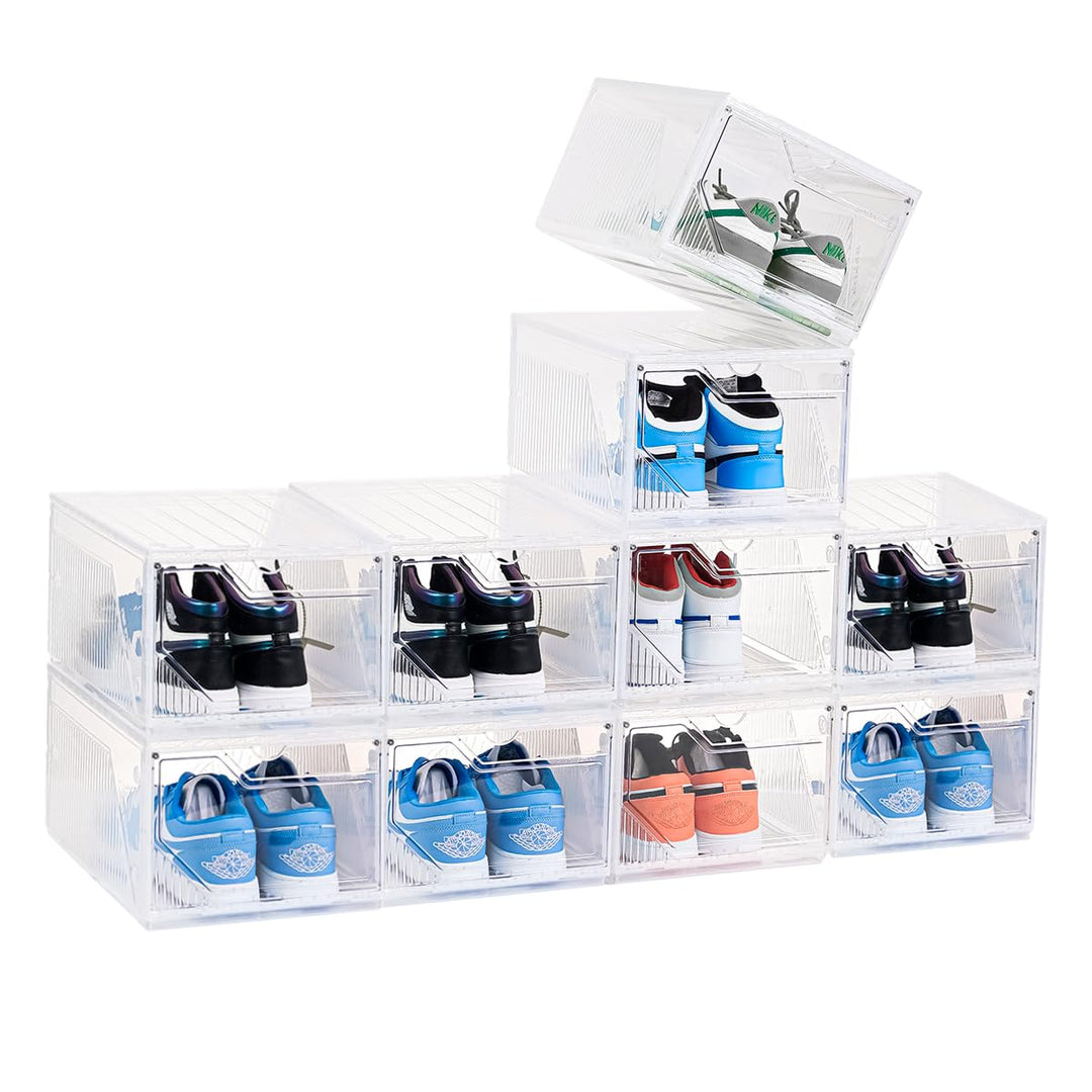 Schuhboxen organizer 10er Pack. Transparent Schuhaufbewahrung für Sneakers und Turnschuhe. Schuhe Sc