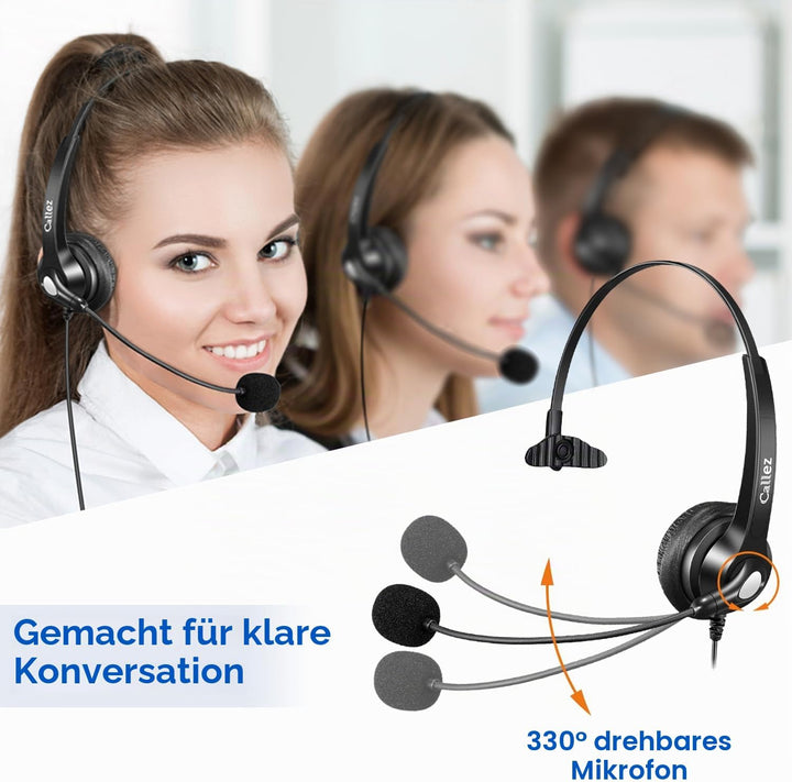 RJ45 Headset Telefon mit Mikrofon Noise Cancelling &amp; Quick Disconnect Kabel, Mono Festnetztelefon Ko
