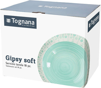 Tognana Gipsy Soft Tellerservice für 6 Personen, 18 Stück, Porzellan, mehrfarbig