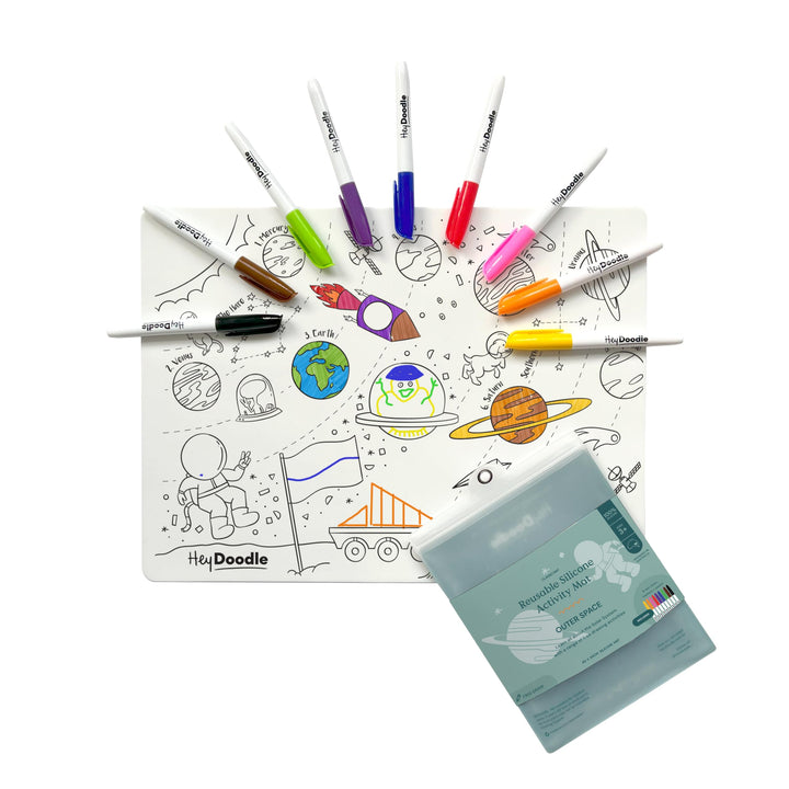 HeyDoodle - Wiederverwendbares Ausmal-Silikon-Platzierung - Serie 123 (Weltraum), Weltraum