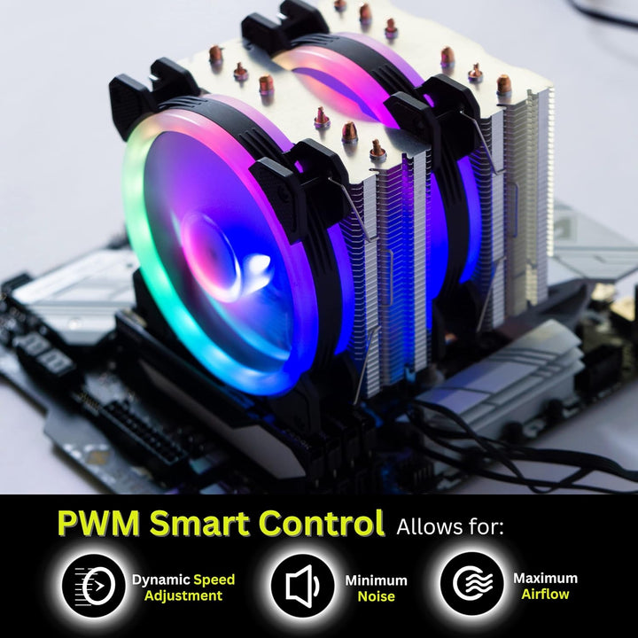 Gelid Solutions Glacier RGB – Twin Tower mit 6 Power Heatpipes – 2X 120mm-ARGB-PWM-Lüfter – TPD 220W