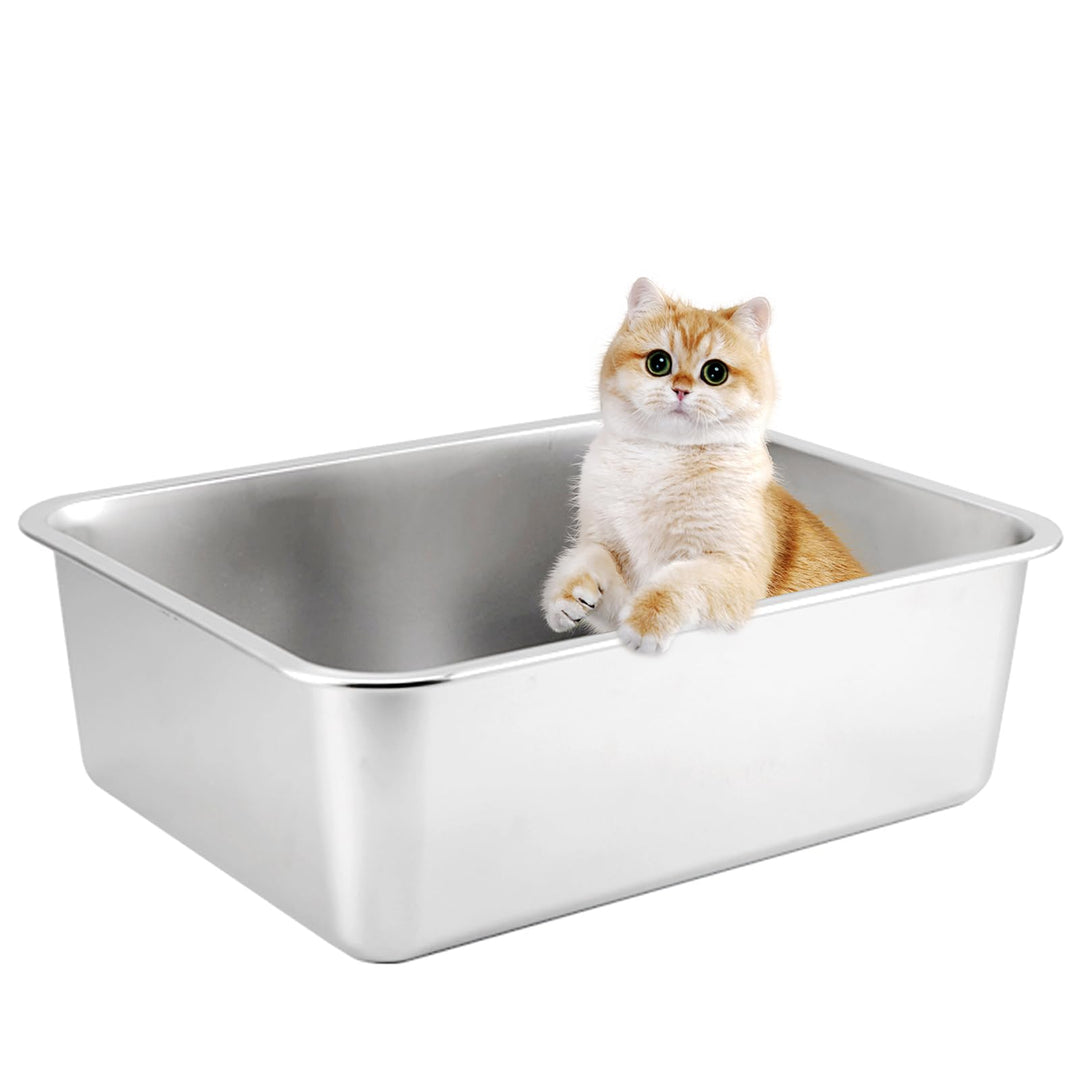 XXL Katzenklo,Grosses Katzentoilette 50*35*15 CM Niemals Gerüche, Rostfrei, Antihaft Glatte Oberfläc