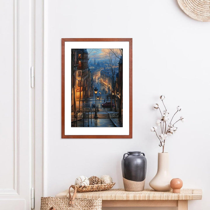 HOHIYOHolz Bilderrahmen 50x70 cm，Posterrahmen Puzzlerahmen 50x70 cm aus Eiche mit Papier-Passepartou