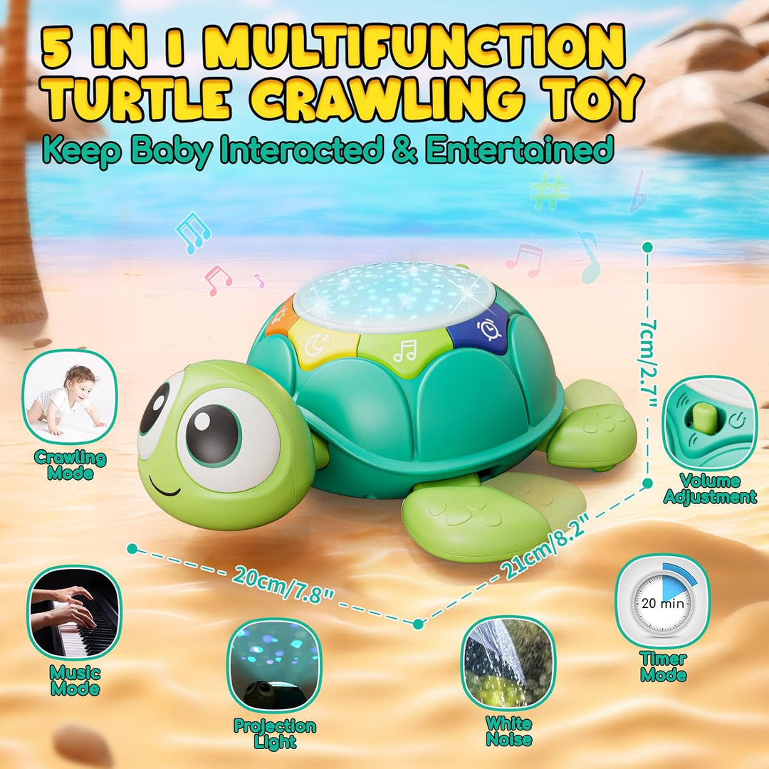 Lehoo Castle Baby Krabbel Spielzeug ab 3 6 9 Monate, Schildkröten Baby Spielzeug mit Musik und Proje