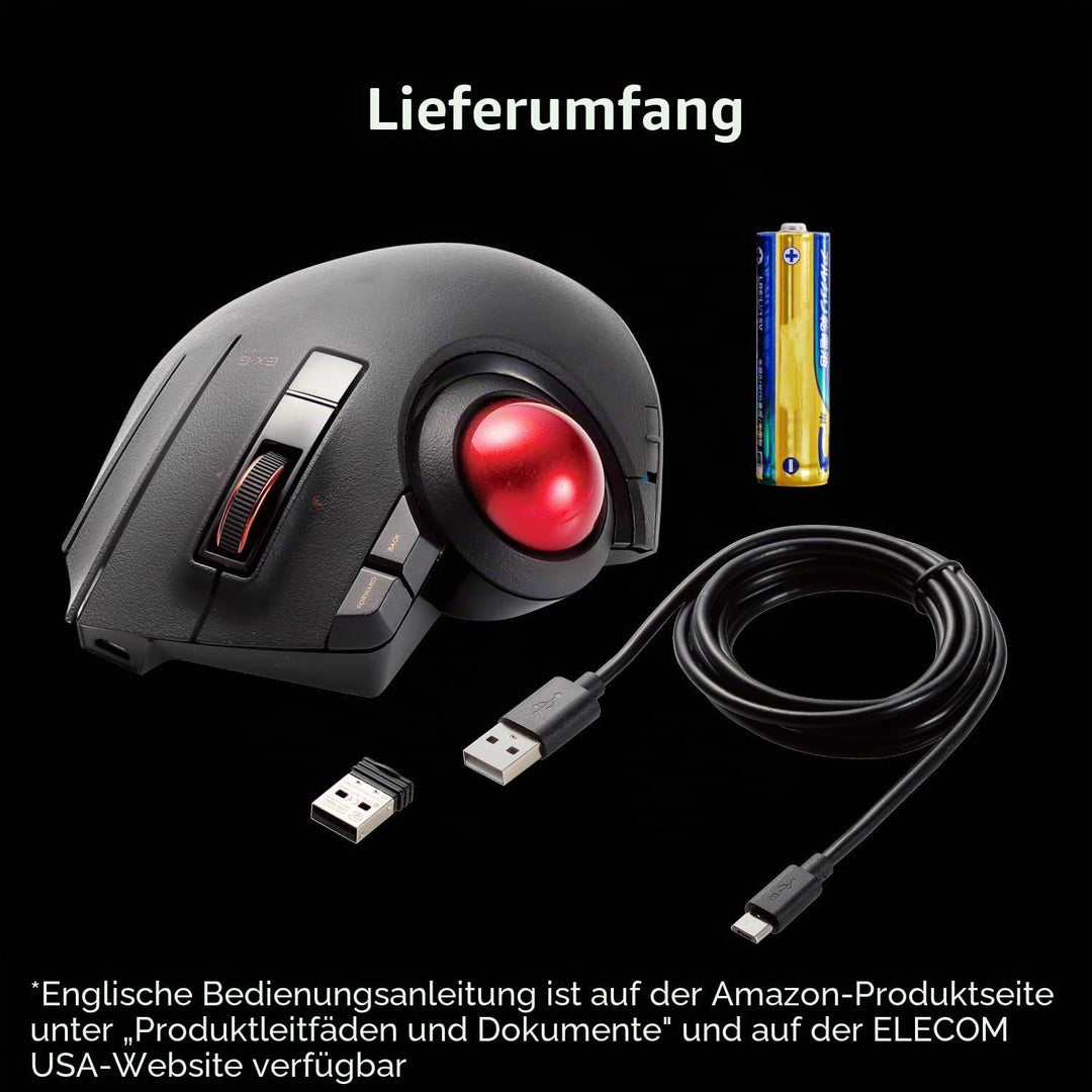 ELECOM Kabelgebundene / drahtlose / Bluetooth-Trackball-Maus, 8-Tasten-Funktion mit reibungsloser Tr