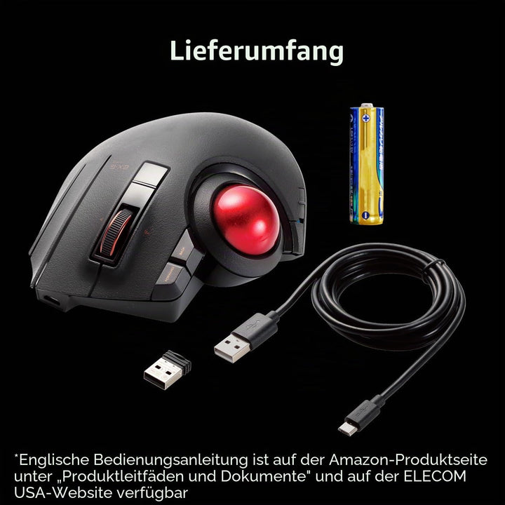 ELECOM Kabelgebundene / drahtlose / Bluetooth-Trackball-Maus, 8-Tasten-Funktion mit reibungsloser Tr