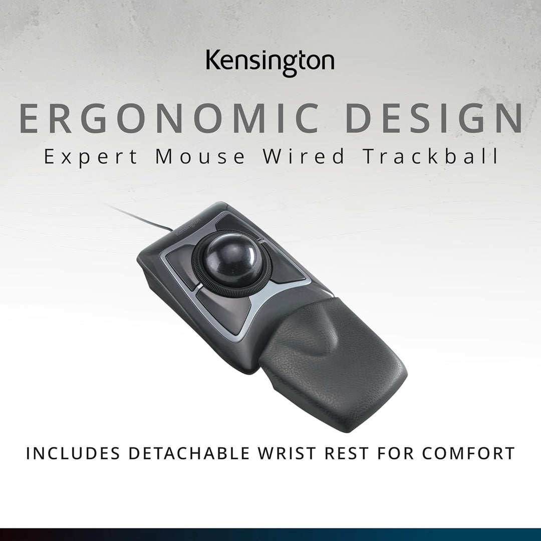 Kensington Expert Mouse Trackball, Kabelgebundene Computermaus mit Trackball &amp; Scrollring, 55 mm Kug