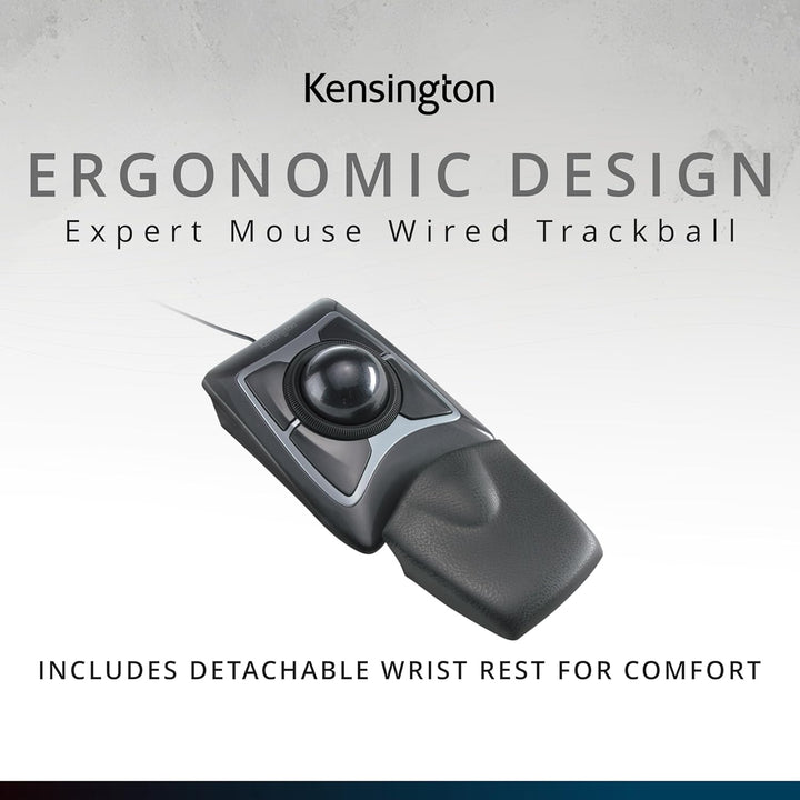 Kensington Expert Mouse Trackball, Kabelgebundene Computermaus mit Trackball &amp; Scrollring, 55 mm Kug