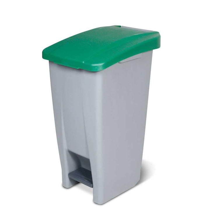 BRB Tretabfalleimer mit Rollen, Inhalt 60 Liter, HxBxT 700x380x490 mm, Korpus grau, Deckel grün grau