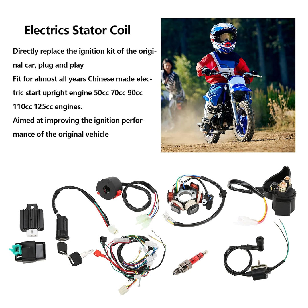 Aramox Quad Kabelbaum Elektrik Statorspule CDI Kabelbaum Set Ersatz für 50 Cc 70 Cc 90 Cc 110 Cc 125