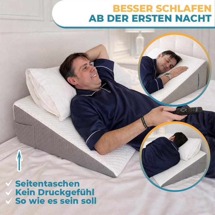 Ritalia® REFLUXKISSEN Erwachsene 90x65x20 cm zur MATRATZENERHÖHUNG mit Gel-Schaum | LESEKISSEN Bett
