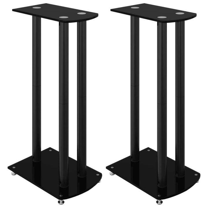 vidaXL Lautsprecher-Ständer 2 STK. Schwarz Hartglas 3 Säulen, Schwarz