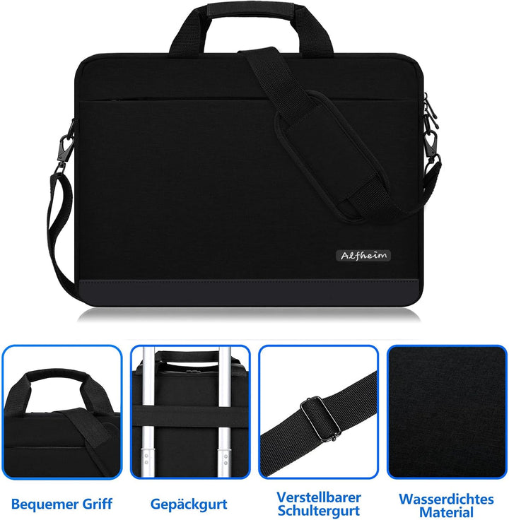 Alfheim Laptoptasche mit Schultergurt 15.6/16 Zoll Herren Damen Leichte Wasserdichte Weiche Computer