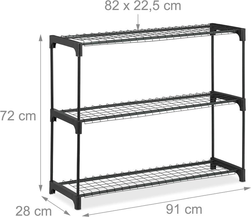 Relaxdays Pflanzenregal, 3 Ablagen, für Blumen-& Pflanzentöpfe, Indoor, Metall & Kunststoff, HBT: 72