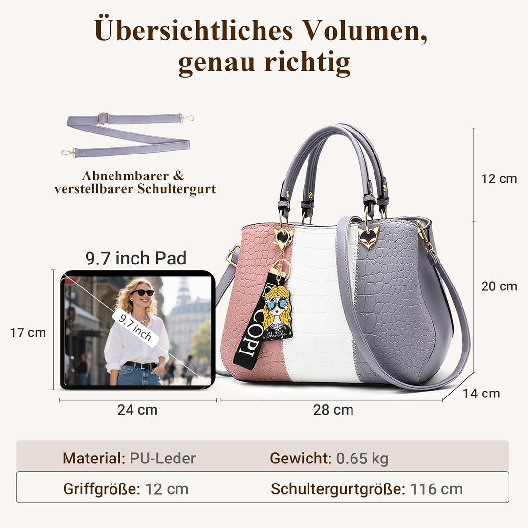 DIRRONA Elegant Damen Handtasche Schultertasche Gross Kapazität Umhängetasche Beiläufig Reise Tasche