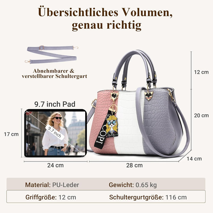 DIRRONA Elegant Damen Handtasche Schultertasche Gross Kapazität Umhängetasche Beiläufig Reise Tasche
