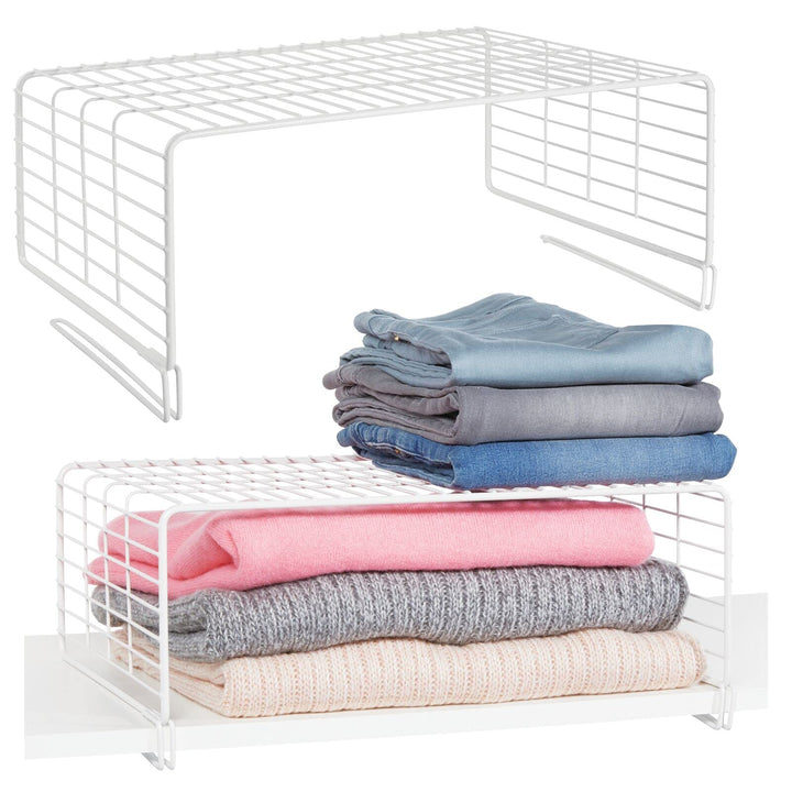 mDesign 2er-Set Drahtkorb für den Kleiderschrank – moderner Schrank Organizer mit 2 Ebenen für Kleid