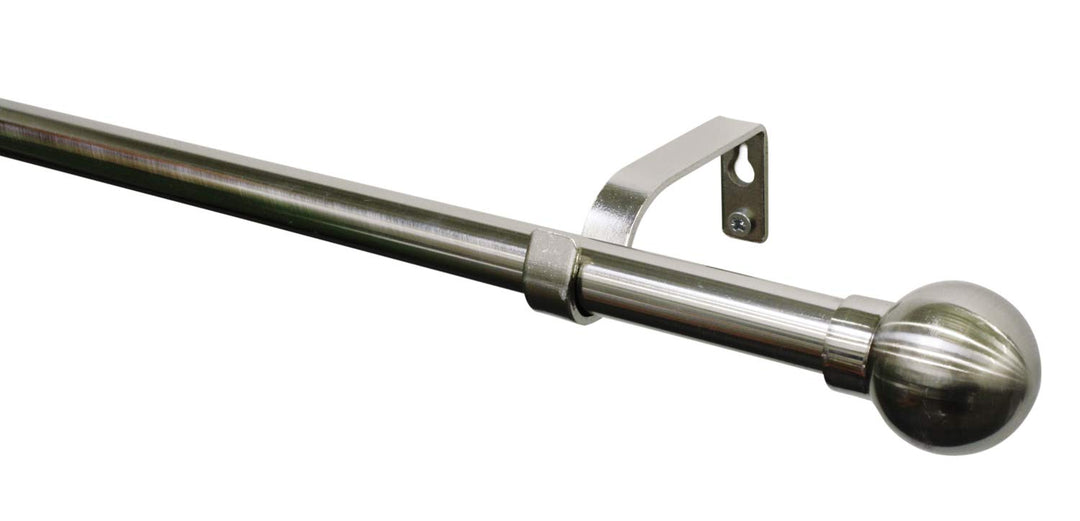 GARDINIA Gardinenstangen-Set Kugel, 1-Lauf, Ø 16/19 mm, 190-340 cm, Metall, Edelstahl-Optik 190-340