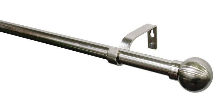 GARDINIA Gardinenstangen-Set Kugel, 1-Lauf, Ø 16/19 mm, 190-340 cm, Metall, Edelstahl-Optik 190-340