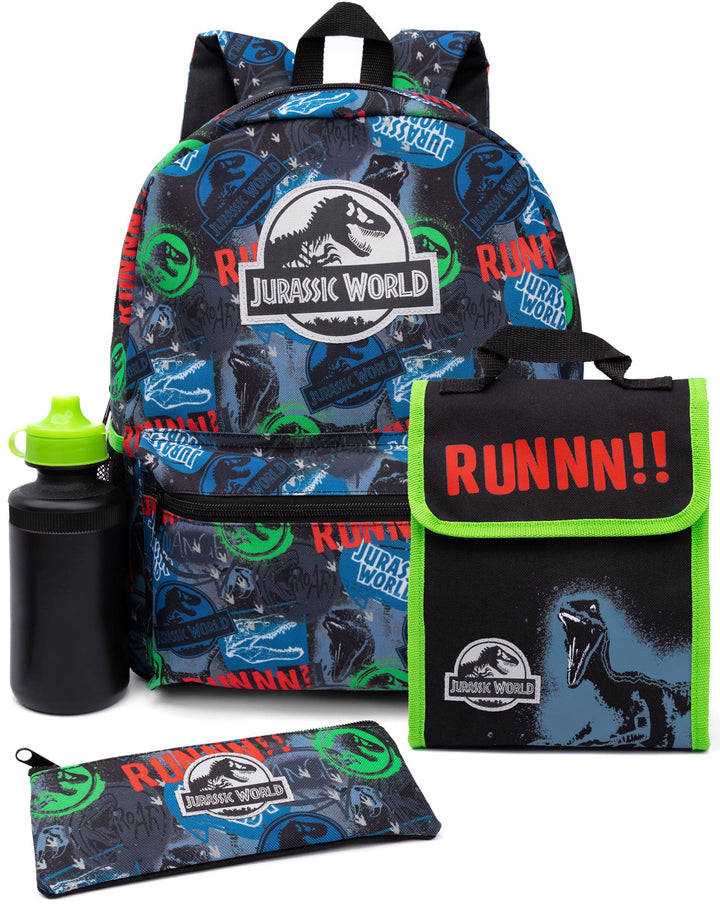 Jurassic World Rucksack Set Kinder 4 Stück Schule Lunchbox Wasserflasche