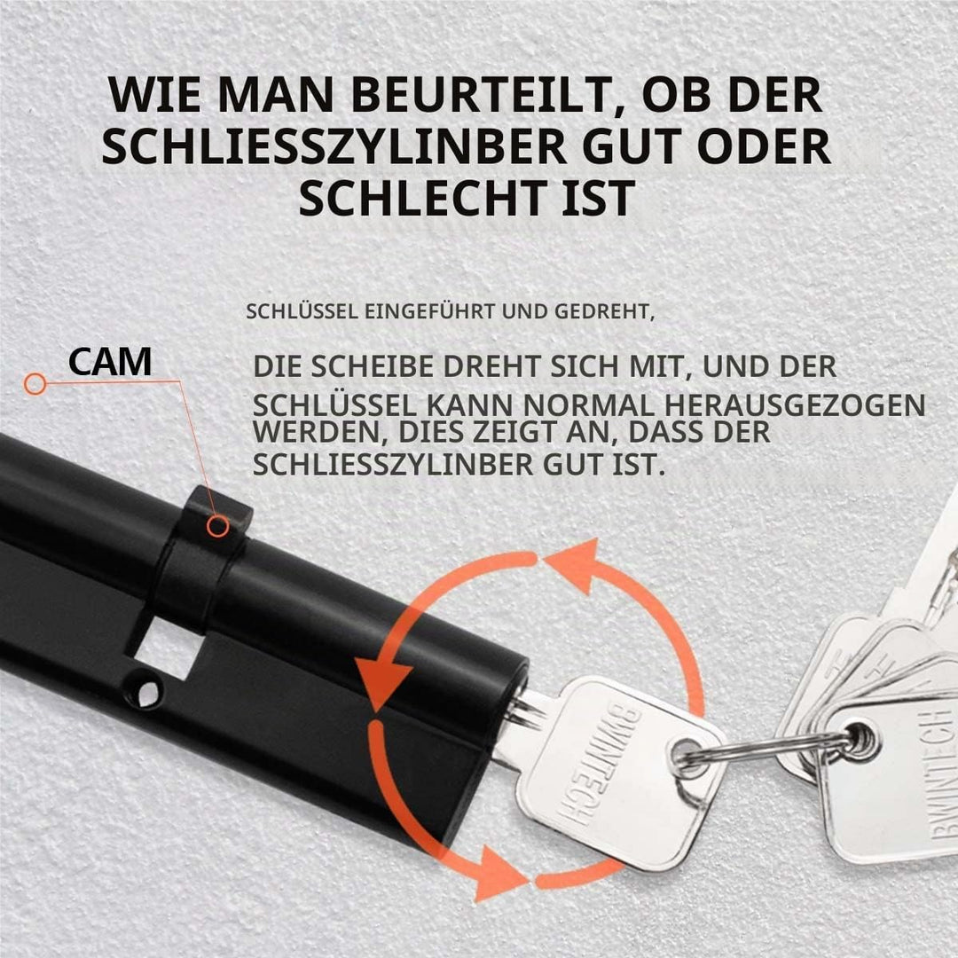Bwintech 1 Stück 45/50Tmm Euro Messingzylinder, 95mm Knauf/Schlüssel zylinderschloss mit 5 horizonta