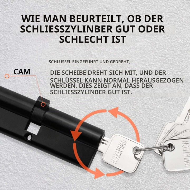 Bwintech 1 Stück 45/50Tmm Euro Messingzylinder, 95mm Knauf/Schlüssel zylinderschloss mit 5 horizonta