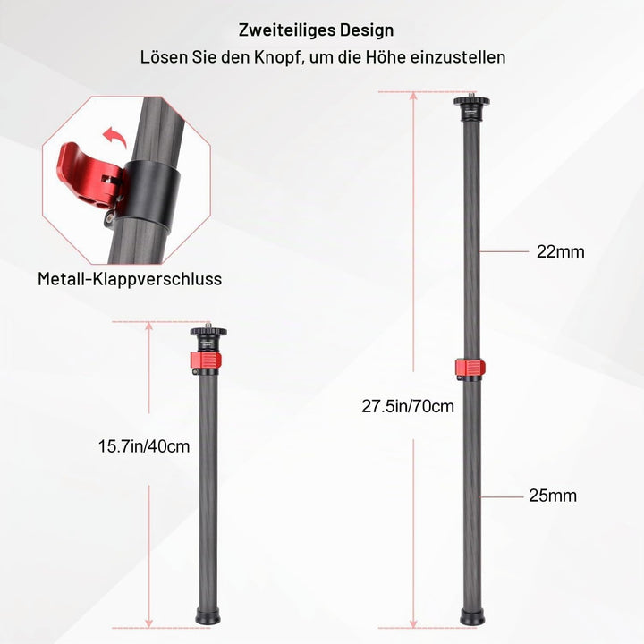 Koolehaoda Stativverlängerung, Mittelsäulenverlängerung 70cm Stativverlängerungsrohr aus Carbonfaser