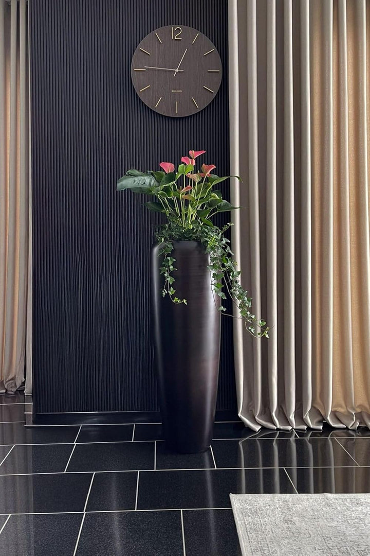 VIVANNO Pflanzkübel Pflanzgefäss Bodenvase exklusiv CAVITA Schwarz Braun Seidenmatt (97x34) Schwarz
