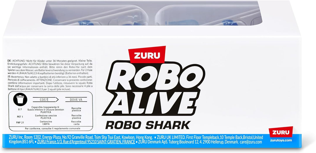 Robo Alive Wasseraktivierter Hai 2er-Pack (Blau) von ZURU – Realistisches schwimmendes Roboter-Bades