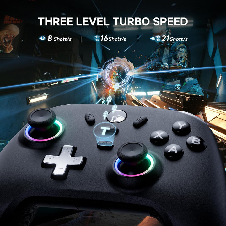 ECHTPower PC Controller, Wireless Gaming Controller PC mit Ladestation, Hall Joystick/1000HZ/2.4G, T