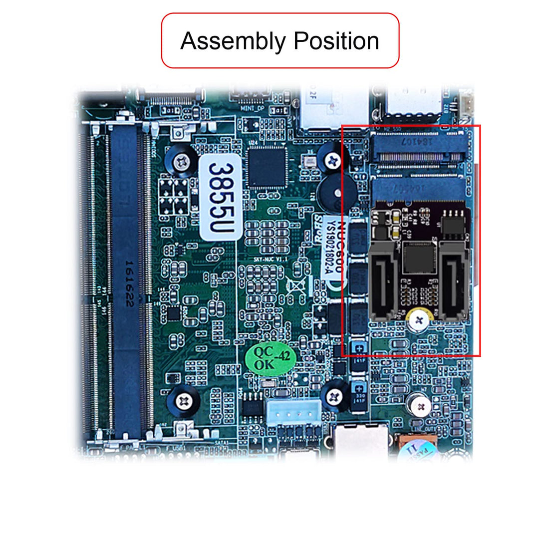 cablecc NGFF Key A+E PCI Express auf SATA 3.0 6Gbps Dual Ports Adapter Konverter Festplattenverlänge