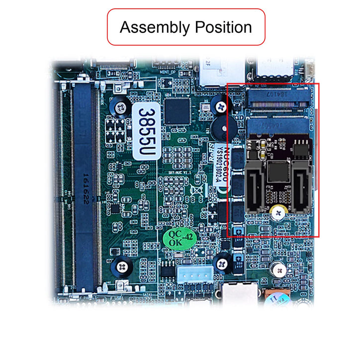 cablecc NGFF Key A+E PCI Express auf SATA 3.0 6Gbps Dual Ports Adapter Konverter Festplattenverlänge