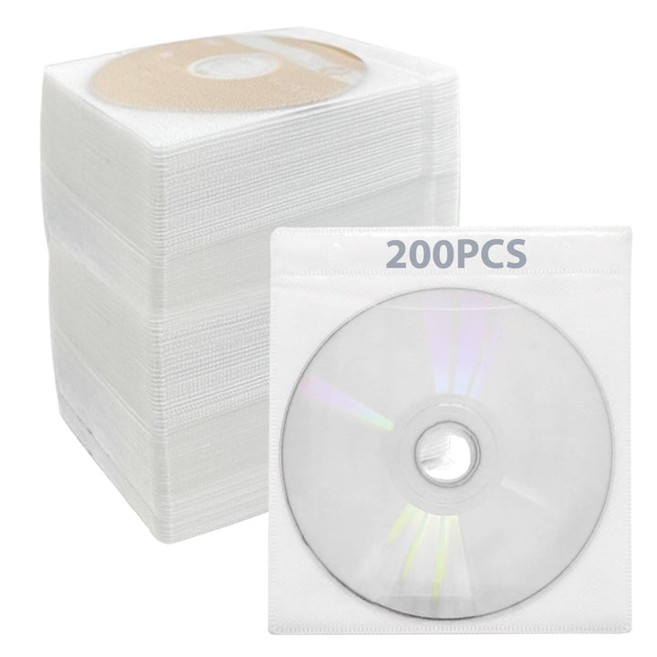 CD/DVD/BluRay Hüllen, 200 Stück CD-DVD-Schutzhüllen, Doppelseitige Standard-Kunststoffhülle für CD,