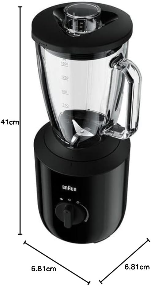 Braun PowerBlend 3 JB 3150 BK Standmixer - 1,5 l Glas-Mixaufsatz, Küchenhelfer zum Zerkleinern, Püri