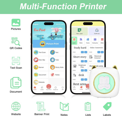 GuKKK Mini Drucker, Mobiler Fotodrucker, Tragbarer Mini Fotodrucker, Wireless Fotodrucker Thermodruc