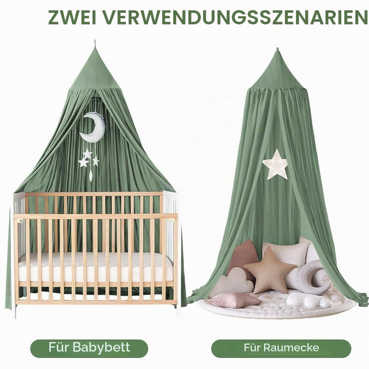 Betthimmel Babybett, 245x270 cm, Baumwolle, Romantisch, Grün, Gr&amp;