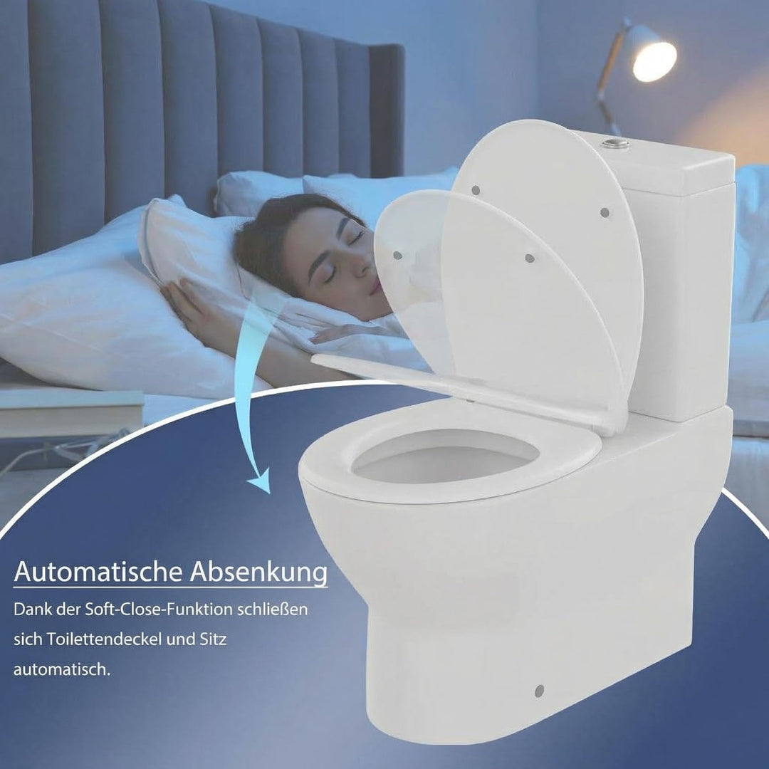 Toilettendeckel mit Absenkautomatik, WC Sitz Klobrille Toilettensitz mit Quick-Release Funktion&amp; Ver